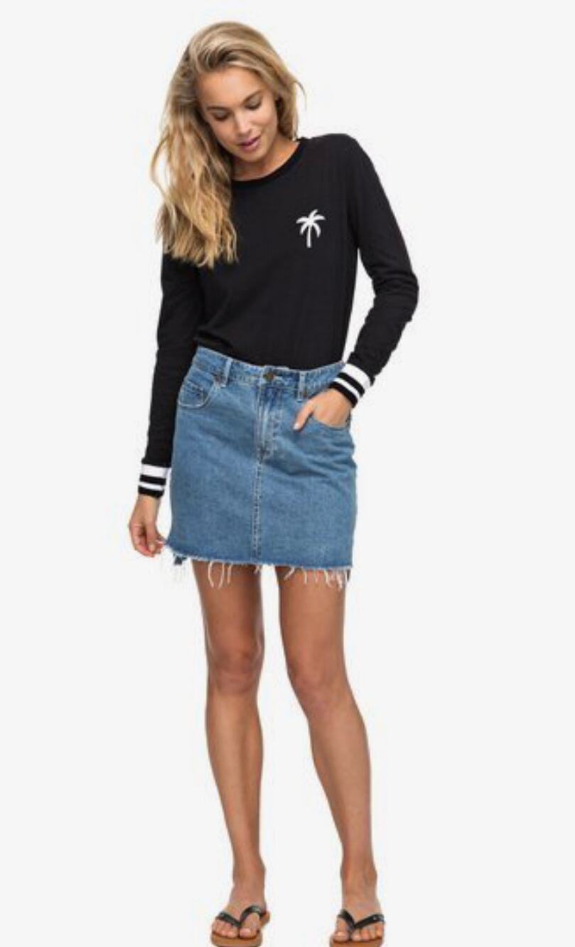 Roxy Frayed hem micro mini denim Jean skirt M
